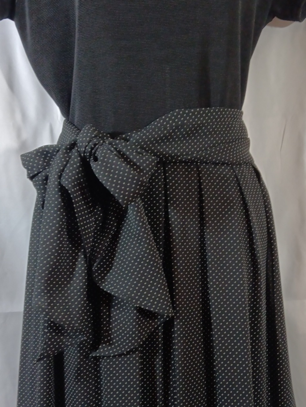CDC Vintage Womens 8 Jumpsuit Black Polka Dot Wide Leg High Rise Waist Tie - Picture 5 of 14